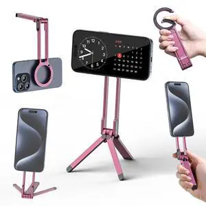 VoltSync MA30 Magnetic Phone Tripod Stand for iPhone - Aluminium Maglock Smartphone Mini Tripod Pocket Cell Phone Stand Strong Magnet Quick Mount Compatible with iPhone 17 16 15 14 13 12 Series, Pink VoltSync MA30 Magnetic Phone Tripod Stand for iPhone - Aluminium Maglock Smartphone Mini Tripod Pocket Cell Phone Stand Strong Magnet Quick Mount Compatible with iPhone 17 16 15 14 13 12 Series, Pink