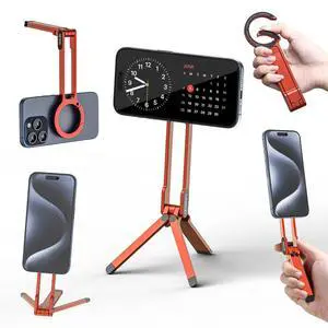 VoltSync MA30 Magnetic Phone Tripod Stand for iPhone - Aluminium Maglock Smartphone Mini Tripod Pocket Cell Phone Stand Strong Magnet Quick Mount Compatible with iPhone 17 16 15 14 13 12 Series, Orang VoltSync MA30 Magnetic Phone Tripod Stand for iPhone - Aluminium Maglock Smartphone Mini Tripod Pocket Cell Phone Stand Strong Magnet Quick Mount Compatible with iPhone 17 16 15 14 13 12 Series, Orang