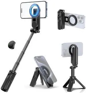 VoltSync JJ03 Magnetic Mini Tripod for Phone with Remote, 3-in-1 Pocket Selfie Stick Handle Grip, 360° Rotation Extendable Tripod Stand for iPhone Android Phones, for iPhone 17 16 15 14 13 12 Series VoltSync JJ03 Magnetic Mini Tripod for Phone with Remote, 3-in-1 Pocket Selfie Stick Handle Grip, 360° Rotation Extendable Tripod Stand for iPhone Android Phones, for iPhone 17 16 15 14 13 12 Series