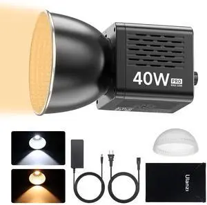 VoltSync 40W Pro Portable LED Video Light with DC Power Adapter, 3400mAh Build-in Battery Metal Mini Dual Color Temperature COB Continuous Output Lighting Handheld Spotlight 2500K-6500K for Video VoltSync 40W Pro Portable LED Video Light with DC Power Adapter, 3400mAh Build-in Battery Metal Mini Dual Color Temperature COB Continuous Output Lighting Handheld Spotlight 2500K-6500K for Video
