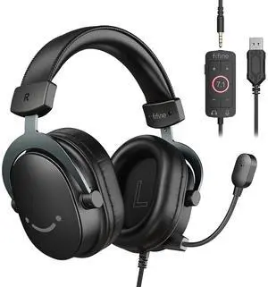 VoltSync Wired Gaming Headset, Gamer Headset with 3.5mm and USB Dual Connectivity, 7.1 Surround Sound, Tuned 50mm Drivers, Detachable Mic, Over-Ear Headphones for PC/PS5/Xbox, Black-AmpliGame H9 VoltSync Wired Gaming Headset, Gamer Headset with 3.5mm and USB Dual Connectivity, 7.1 Surround Sound, Tuned 50mm Drivers, Detachable Mic, Over-Ear Headphones for PC/PS5/Xbox, Black-AmpliGame H9