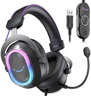 VoltSync Wired Gaming Headsets: 7.1 Surround Sound - Vibrant Customizable RGB - Game/Chat Balance, USB Gamer Headphones with Noise Canceling Microphone for PC, PS5/PS4, Laptop, Mac - AmpliGame H13BP VoltSync Wired Gaming Headsets: 7.1 Surround Sound - Vibrant Customizable RGB - Game/Chat Balance, USB Gamer Headphones with Noise Canceling Microphone for PC, PS5/PS4, Laptop, Mac - AmpliGame H13BP