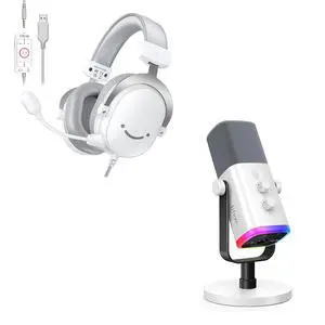 VoltSync Gaming Dynamic Microphone & Headset Bundle, XLR/USB Mic with Gain Knob + 7.1 Surround Sound Headphones for Streaming Podcasting PC PS5 Xbox-AM8W+H9W VoltSync Gaming Dynamic Microphone & Headset Bundle, XLR/USB Mic with Gain Knob + 7.1 Surround Sound Headphones for Streaming Podcasting PC PS5 Xbox-AM8W+H9W