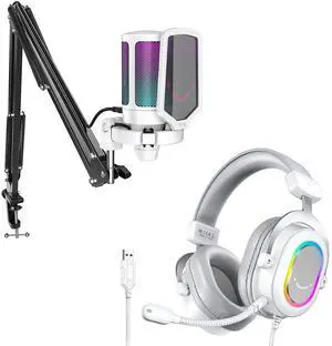 VoltSync Streaming RGB USB Microphone Gaming Headset Bundle, PC Condenser Mic Wired Headset on PS4/PS5, Gamer Kit Plug and Play for Recording, Online Game, Discord, Twitch (A6TW+H6W) VoltSync Streaming RGB USB Microphone Gaming Headset Bundle, PC Condenser Mic Wired Headset on PS4/PS5, Gamer Kit Plug and Play for Recording, Online Game, Discord, Twitch (A6TW+H6W)