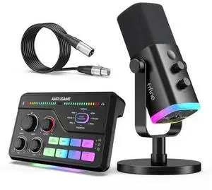 VoltSync Gaming Microphone with Audio Mixer Bundle for Live Streaming, XLR/USB Dynamic Mic Compatible with Audio Interface, XLR Cable for Voice Chat Balance, Recording, YouTube TikTok Video (AM8+SC8+L VoltSync Gaming Microphone with Audio Mixer Bundle for Live Streaming, XLR/USB Dynamic Mic Compatible with Audio Interface, XLR Cable for Voice Chat Balance, Recording, YouTube TikTok Video (AM8+SC8+L
