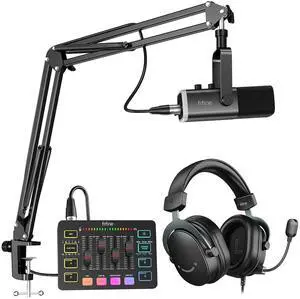 VoltSync Gaming Streaming Bundle, XLR/USB Dynamic RGB Mic with Boom Arm, Audio Mixer with 48V Phantom Power and 7.1 Surround Sound Wired Headset and 9.8ft XLR Cable for Podcast/Recording-AM8T+SC3+H9+L VoltSync Gaming Streaming Bundle, XLR/USB Dynamic RGB Mic with Boom Arm, Audio Mixer with 48V Phantom Power and 7.1 Surround Sound Wired Headset and 9.8ft XLR Cable for Podcast/Recording-AM8T+SC3+H9+L