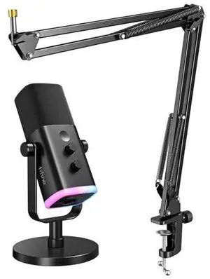 VoltSync Dynamic Gaming Mic and Microphone Arm Stand Kit, PC Computer Streaming Mic with RGB Light, Mute Button, Suspension Boom Scissor Mic Stand Bundle for Recording, Podcast, Voice-Over (AM8+CS1) VoltSync Dynamic Gaming Mic and Microphone Arm Stand Kit, PC Computer Streaming Mic with RGB Light, Mute Button, Suspension Boom Scissor Mic Stand Bundle for Recording, Podcast, Voice-Over (AM8+CS1)
