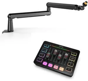 VoltSync Low Profile Microphone Boom Arm with Audio Mixer, Gaming Streaming Equipment Bundle with Angle Adjustment, Cable Management, XLR Mic Interface, Mute for Podcast, Recording, Vocal (BM88+SC3) VoltSync Low Profile Microphone Boom Arm with Audio Mixer, Gaming Streaming Equipment Bundle with Angle Adjustment, Cable Management, XLR Mic Interface, Mute for Podcast, Recording, Vocal (BM88+SC3)