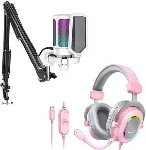 VoltSync Streaming Gaming USB Microphone Kit and PC Gaming Headset with 7.1 Surround Sound,Condenser RGB Mic,Plug and Play,Computer RGB Over-Ear Headphones for PS4/PS5,for Streaming/Game Voice(A6TW+H6 VoltSync Streaming Gaming USB Microphone Kit and PC Gaming Headset with 7.1 Surround Sound,Condenser RGB Mic,Plug and Play,Computer RGB Over-Ear Headphones for PS4/PS5,for Streaming/Game Voice(A6TW+H6