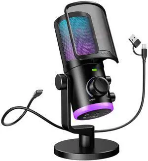 VoltSync Gaming PC Microphone, USB Streaming Microphone with Game Chat Balance, Computer Condenser Desktop RGB Mic with Mute Button, Noise Cancellation for Podcast/Twitch/Discord-AMPLIGAME AM6 VoltSync Gaming PC Microphone, USB Streaming Microphone with Game Chat Balance, Computer Condenser Desktop RGB Mic with Mute Button, Noise Cancellation for Podcast/Twitch/Discord-AMPLIGAME AM6