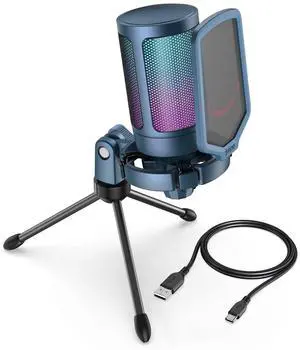 VoltSync Gaming Streaming USB PC Microphone for Mac OS/Windows, AmpliGame Condenser Cardioid Mic with RGB for Video Vocal Recording Twitch Discord, Gamer Computer Mic-Blue VoltSync Gaming Streaming USB PC Microphone for Mac OS/Windows, AmpliGame Condenser Cardioid Mic with RGB for Video Vocal Recording Twitch Discord, Gamer Computer Mic-Blue