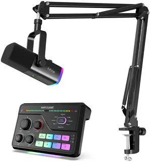 VoltSync XLR/USB Dynamic Microphone Bundle with Gaming Mixer, Streaming Mic Kit with XLR Interface, Mixer for Recording, Video Creation with Voice Changer, Game Chat Balance, RGB Control (AM8T+SC8) VoltSync XLR/USB Dynamic Microphone Bundle with Gaming Mixer, Streaming Mic Kit with XLR Interface, Mixer for Recording, Video Creation with Voice Changer, Game Chat Balance, RGB Control (AM8T+SC8)