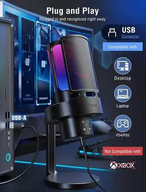 VoltSync USB Condenser Microphone Kit for Gaming with Four Polar Patterns, RGB Microphone Boom Arm, Mute Button, Volume Control, Streaming Mic and Metal Stand for YouTube, Windows, Mac (A8Plus+BM38) VoltSync USB Condenser Microphone Kit for Gaming with Four Polar Patterns, RGB Microphone Boom Arm, Mute Button, Volume Control, Streaming Mic and Metal Stand for YouTube, Windows, Mac (A8Plus+BM38)