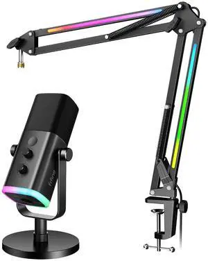 VoltSync XLR/USB Dynamic Microphone kit with Boom Arm Bundle, Gaming Streaming Equipment Set with Volume Control, RGB Lighting Modes, Headphone Monitor, Mute for Recording, Video Creation (AM8+BM38) VoltSync XLR/USB Dynamic Microphone kit with Boom Arm Bundle, Gaming Streaming Equipment Set with Volume Control, RGB Lighting Modes, Headphone Monitor, Mute for Recording, Video Creation (AM8+BM38)