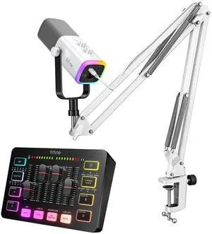 VoltSync Gaming XLR/USB Microphone Kit with Audio Mixer, Dynamic PC Mic Bundle with Headphone Jack, Boom Arm, Streaming Mixer with XLR Interface, Slider Fader for Video Recording/Podcast (AM8TW+SC3) VoltSync Gaming XLR/USB Microphone Kit with Audio Mixer, Dynamic PC Mic Bundle with Headphone Jack, Boom Arm, Streaming Mixer with XLR Interface, Slider Fader for Video Recording/Podcast (AM8TW+SC3)