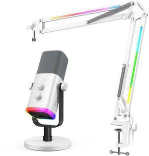 VoltSync Gaming Audio Bundle, XLR/USB RGB Microphone with Heavy Duty RGB Mic Boom Arm, PC Gaming Mic with Mute & Gain, Adjustable Desktop Mount for Streaming, Podcasting, Recording, Gaming-AM8W+BM38W VoltSync Gaming Audio Bundle, XLR/USB RGB Microphone with Heavy Duty RGB Mic Boom Arm, PC Gaming Mic with Mute & Gain, Adjustable Desktop Mount for Streaming, Podcasting, Recording, Gaming-AM8W+BM38W