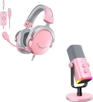 VoltSync Streaming Microphone and USB Gaming Headset Kit, XLR/USB Dynamic Mic with Headphones Jack for Computer, PC Over-Ear Wired Headphones Bundle with 7.1 Surround Sound for PS4/PS5 (AM8P+H9P) VoltSync Streaming Microphone and USB Gaming Headset Kit, XLR/USB Dynamic Mic with Headphones Jack for Computer, PC Over-Ear Wired Headphones Bundle with 7.1 Surround Sound for PS4/PS5 (AM8P+H9P)
