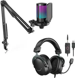 VoltSync Gaming Microphone & Headset Bundle: Computer Condenser RGB Mic with Arm Boom, PC Headset with 7.1 Surround Sound,Control Box, 3.5mm Jack for Streaming/Twitch/PS4/5 - A6T+H9 VoltSync Gaming Microphone & Headset Bundle: Computer Condenser RGB Mic with Arm Boom, PC Headset with 7.1 Surround Sound,Control Box, 3.5mm Jack for Streaming/Twitch/PS4/5 - A6T+H9