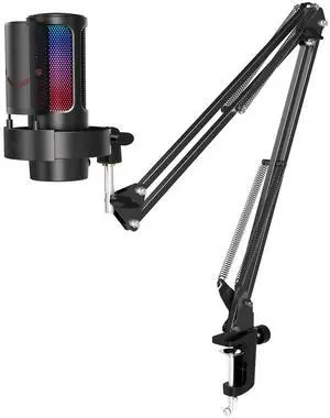VoltSync USB Gaming Microphone, Metal Recording Boom Arm Bundle, PC Streaming Mic and Arm Stand Kit with RGB Lights, Mute Button, Headphones Jack, Pop Filter for Voice-Over Studio Home Office (A8+CS1) VoltSync USB Gaming Microphone, Metal Recording Boom Arm Bundle, PC Streaming Mic and Arm Stand Kit with RGB Lights, Mute Button, Headphones Jack, Pop Filter for Voice-Over Studio Home Office (A8+CS1)