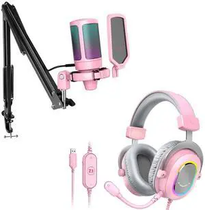 VoltSync Gaming USB Microphone Kit and PC Gaming Headset,PC Streaming Recording Computer RGB Mic Set,USB Wired Headset with Microphone,7.1 Surround Sound, for PS4/PS5,Game Voice/Video(A6TP+H6P) VoltSync Gaming USB Microphone Kit and PC Gaming Headset,PC Streaming Recording Computer RGB Mic Set,USB Wired Headset with Microphone,7.1 Surround Sound, for PS4/PS5,Game Voice/Video(A6TP+H6P)