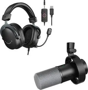 VoltSync Over-Ear Wired Headset and XLR/USB Dynamic Microphone, Gaming Headset with 7.1 Surround Sound, Detachable Microphone, Studio Metal Mic with Mute, Headphone Jack for Vocal Recording (H9+K688) VoltSync Over-Ear Wired Headset and XLR/USB Dynamic Microphone, Gaming Headset with 7.1 Surround Sound, Detachable Microphone, Studio Metal Mic with Mute, Headphone Jack for Vocal Recording (H9+K688)