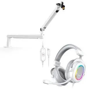 VoltSync Microphone Boom Arm and USB Gaming Headset Set,Robust Metal Stand with Low Profile,Cable Management,Over-Ear RGB Headset with 7.1 Surround Sound,Noise Cancellation for PS4/PS5 Gamer(BM88W+H6W VoltSync Microphone Boom Arm and USB Gaming Headset Set,Robust Metal Stand with Low Profile,Cable Management,Over-Ear RGB Headset with 7.1 Surround Sound,Noise Cancellation for PS4/PS5 Gamer(BM88W+H6W
