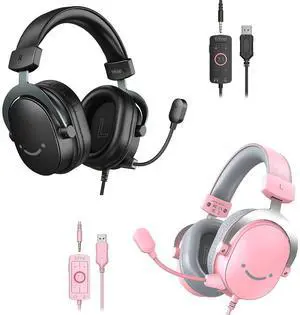 VoltSync USB Gaming Headsets Bundle, PC Computer Over-Ear Streaming Headphones Set with 3.5mm Audio Jack, Detachable Mic, Control Box, 7.1 Surround Sound, Compatible with PS5/Xbox/Switch (H9 Black+Pin VoltSync USB Gaming Headsets Bundle, PC Computer Over-Ear Streaming Headphones Set with 3.5mm Audio Jack, Detachable Mic, Control Box, 7.1 Surround Sound, Compatible with PS5/Xbox/Switch (H9 Black+Pin