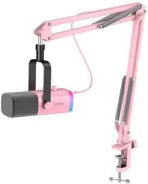 VoltSync XLR Gaming Microphone USB, PC Dynamic Microphone Kit for Vocal, Recording, Podcast, Streaming RGB Mic with Headphone Jack, Mute Button, Boom Arm Stand for Computer/Mixer-AmpliGame AM8T Pink VoltSync XLR Gaming Microphone USB, PC Dynamic Microphone Kit for Vocal, Recording, Podcast, Streaming RGB Mic with Headphone Jack, Mute Button, Boom Arm Stand for Computer/Mixer-AmpliGame AM8T Pink