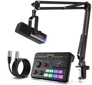 VoltSync Dynamic Gaming Equipment Set with Microphone and Audio Mixer, Streaming Mic and RGB Mixer Bundle with Button Controls, Voice Changer, XLR Cable for YouTube Video Recording (AM8T+SC8+L9) VoltSync Dynamic Gaming Equipment Set with Microphone and Audio Mixer, Streaming Mic and RGB Mixer Bundle with Button Controls, Voice Changer, XLR Cable for YouTube Video Recording (AM8T+SC8+L9)