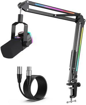 VoltSync PC Streaming Microphone Set, RGB XLR/USB Mic Kit with Tap-to-Mute, Mix Control & Boom Arm, and 10ft XLR Cable for Podcast/Streaming/Recording (AM8PROT+L9) VoltSync PC Streaming Microphone Set, RGB XLR/USB Mic Kit with Tap-to-Mute, Mix Control & Boom Arm, and 10ft XLR Cable for Podcast/Streaming/Recording (AM8PROT+L9)
