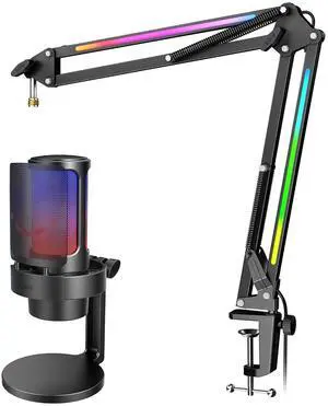 VoltSync USB Condenser Microphone with Arm Stand Kit, RGB Gaming Mic with Metal Boom Arm Bundle for Streaming, Equipment Set with RGB Control, Volume Knob, 3/8 to 5/8 Screw Adapter (A8+BM38) VoltSync USB Condenser Microphone with Arm Stand Kit, RGB Gaming Mic with Metal Boom Arm Bundle for Streaming, Equipment Set with RGB Control, Volume Knob, 3/8 to 5/8 Screw Adapter (A8+BM38)