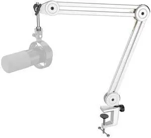 VoltSync Microphone Boom Arm Stand, Metal Heavy Duty Mic Stand, Scissor Suspension Adjustable Boom Arm for Podcast Recording Streaming Gaming, with Desk Clamp, 5/8" Screw, Cable Ties-BM63 White VoltSync Microphone Boom Arm Stand, Metal Heavy Duty Mic Stand, Scissor Suspension Adjustable Boom Arm for Podcast Recording Streaming Gaming, with Desk Clamp, 5/8" Screw, Cable Ties-BM63 White