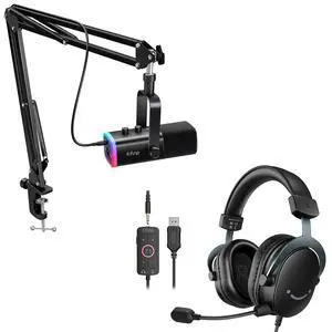 VoltSync Gaming Mic & Headset Kit - Dynamic XLR/USB RGB Mic with Boom Arm & RGB, PC 7.1 Surround Sound Over-Ear Headset for PS5/Xbox/Streaming/Podcasting-AM8T+H9 VoltSync Gaming Mic & Headset Kit - Dynamic XLR/USB RGB Mic with Boom Arm & RGB, PC 7.1 Surround Sound Over-Ear Headset for PS5/Xbox/Streaming/Podcasting-AM8T+H9