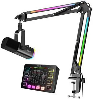 VoltSync USB/XLR Dynamic Microphone with Audio Mixer&RGB Boom Arm Kit, Streaming Mic with Quick Mute, PC Mixer with 48V Phantom Power, RGB Metal Mic Arm with 3/8" to 5/8" Screw for Podcast-AM8+SC3+BM3 VoltSync USB/XLR Dynamic Microphone with Audio Mixer&RGB Boom Arm Kit, Streaming Mic with Quick Mute, PC Mixer with 48V Phantom Power, RGB Metal Mic Arm with 3/8" to 5/8" Screw for Podcast-AM8+SC3+BM3