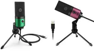 VoltSync Recording Microphone and Pink Podcast Mic, USB PC Computer Microphone with Gain Control for Streaming,Gaming, Broadcast, Voice Over,YouTube Video, Home Studio-Green/Pink (K669G+K669) VoltSync Recording Microphone and Pink Podcast Mic, USB PC Computer Microphone with Gain Control for Streaming,Gaming, Broadcast, Voice Over,YouTube Video, Home Studio-Green/Pink (K669G+K669)