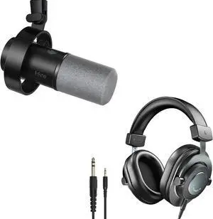 VoltSync Dynamic Microphone Bundle with Studio Monitor Headphones, XLR/USB Podcast Mic with Headphone Jack, Monitoring Vol. Control, Over Ear Wired Headphones Set for Vocal Recording Voice-Over(K688+H VoltSync Dynamic Microphone Bundle with Studio Monitor Headphones, XLR/USB Podcast Mic with Headphone Jack, Monitoring Vol. Control, Over Ear Wired Headphones Set for Vocal Recording Voice-Over(K688+H