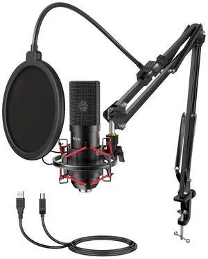 VoltSync USB Microphone Set with Flexible Boom Arm Stand Pop Filter, Plug and Play with PC Desktop Laptop Computer, Streaming Podcast Instrument Mic Kit for Home Studio (T732) VoltSync USB Microphone Set with Flexible Boom Arm Stand Pop Filter, Plug and Play with PC Desktop Laptop Computer, Streaming Podcast Instrument Mic Kit for Home Studio (T732)