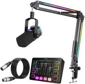 VoltSync PC Gaming Audio Bundle: Dynamic XLR/USB Mic with Boom Arm+Audio Mixer with 48V Phantom Power,Volume Control +10ft XLR Cable for Podcast/Recording/Game Voice (AM8PROT+SC3+L9) VoltSync PC Gaming Audio Bundle: Dynamic XLR/USB Mic with Boom Arm+Audio Mixer with 48V Phantom Power,Volume Control +10ft XLR Cable for Podcast/Recording/Game Voice (AM8PROT+SC3+L9)