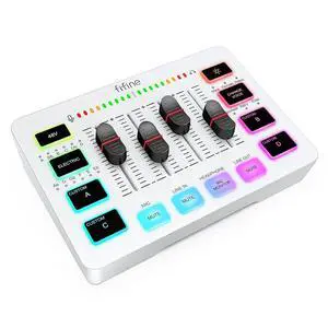 VoltSync Audio Mixer, Gaming Streaming PC Mixer with Slider Fader, XLR Microphone Interface, Monitoring, for Video/Game Voice/Podcast Recording-AmpliGame SC3W VoltSync Audio Mixer, Gaming Streaming PC Mixer with Slider Fader, XLR Microphone Interface, Monitoring, for Video/Game Voice/Podcast Recording-AmpliGame SC3W