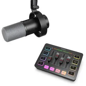 VoltSync Gaming Audio Mixer and XLR/USB Dynamic Microphone Bundle, Streaming 4-Channel RGB Mixer with XLR Microphone Interface,48V Phantom Power for Game, Voice, Podcast, Recording, YouTube (SC3+K688) VoltSync Gaming Audio Mixer and XLR/USB Dynamic Microphone Bundle, Streaming 4-Channel RGB Mixer with XLR Microphone Interface,48V Phantom Power for Game, Voice, Podcast, Recording, YouTube (SC3+K688)