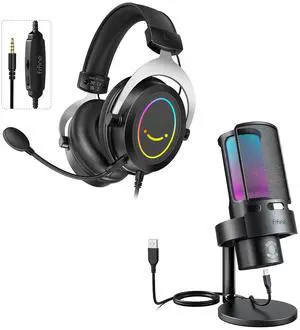 VoltSync Gaming USB Microphone and Over-Ear Headset Wired, PC Computer Mic with 4 Polar Patterns for Podcast Streaming Conference YouTube, Gamer Headset with 3.5mm Audio Jack, for Xbox(A8Plus+H3) VoltSync Gaming USB Microphone and Over-Ear Headset Wired, PC Computer Mic with 4 Polar Patterns for Podcast Streaming Conference YouTube, Gamer Headset with 3.5mm Audio Jack, for Xbox(A8Plus+H3)