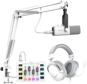 VoltSync Gaming All-in-one Bundle, Dynamic Microphone with Boom Arm, Audio Mixer with 48V Phantom Power, 7.1 Surround Sound Wired Headset and 9.8ft XLR Cable for Podcast/Recording-(AM8TW+SC3W+H9W+L9W) VoltSync Gaming All-in-one Bundle, Dynamic Microphone with Boom Arm, Audio Mixer with 48V Phantom Power, 7.1 Surround Sound Wired Headset and 9.8ft XLR Cable for Podcast/Recording-(AM8TW+SC3W+H9W+L9W)