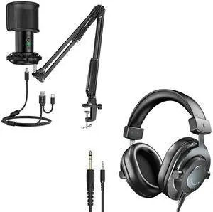 VoltSync USB Microphone Kit, 3.5mm/6.35mm Headphones Studio Recording Monitoring, Gaming Streaming Mic Set with USB C & A, Over Ear Wired Headphones with Adjustable Headband for YouTube (T683+H8) VoltSync USB Microphone Kit, 3.5mm/6.35mm Headphones Studio Recording Monitoring, Gaming Streaming Mic Set with USB C & A, Over Ear Wired Headphones with Adjustable Headband for YouTube (T683+H8)