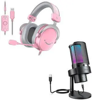 VoltSync USB Gaming Headset and PC Computer Microphone,Over-Ear Wired Streaming Headset with 3.5mm Jack,7.1 Surround Sound,Control Box,for PS5/Xbox/Switch,RGB Condenser Desktop Mic for Mac(H9P+A8 Plus VoltSync USB Gaming Headset and PC Computer Microphone,Over-Ear Wired Streaming Headset with 3.5mm Jack,7.1 Surround Sound,Control Box,for PS5/Xbox/Switch,RGB Condenser Desktop Mic for Mac(H9P+A8 Plus