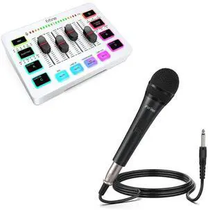 VoltSync Karaoke Microphone and Audio Mixer Kit, Dynamic Vocal Mic for Speaker,Wired Handheld Mic with On and Off Switch,Gaming Streaming PC Mixer with Slider Fader,for Video/Podcast Recording(K6+SC3W VoltSync Karaoke Microphone and Audio Mixer Kit, Dynamic Vocal Mic for Speaker,Wired Handheld Mic with On and Off Switch,Gaming Streaming PC Mixer with Slider Fader,for Video/Podcast Recording(K6+SC3W