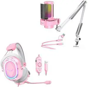 VoltSync USB Gaming Microphone Kit with Headset Bundle, Condenser Mic and Over-Ear Headset with Boom Arm, Mute Button, Game Chat Balance, Noise-Canceling, 4 EQ Modes for Streaming-A8TP+H13P VoltSync USB Gaming Microphone Kit with Headset Bundle, Condenser Mic and Over-Ear Headset with Boom Arm, Mute Button, Game Chat Balance, Noise-Canceling, 4 EQ Modes for Streaming-A8TP+H13P