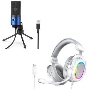 VoltSync Condenser USB Microphone for Recording, Gaming Headset Bundle with Volume Control, RGB, PC Computer Mic Set Compatible with Desktop/Laptop, Windows/Mac for Streaming Podcast Vocal (K669L+H6W) VoltSync Condenser USB Microphone for Recording, Gaming Headset Bundle with Volume Control, RGB, PC Computer Mic Set Compatible with Desktop/Laptop, Windows/Mac for Streaming Podcast Vocal (K669L+H6W)