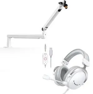 VoltSync Mic Arm Stand and PC Gaming Headset Pack,Low Profile Arm with Desk Mount,Cable Channels Management,USB Headset with 7.1 Surround Sound,Detachable Microphone for PS4/PS5 Streaming(BM88W+H9W) VoltSync Mic Arm Stand and PC Gaming Headset Pack,Low Profile Arm with Desk Mount,Cable Channels Management,USB Headset with 7.1 Surround Sound,Detachable Microphone for PS4/PS5 Streaming(BM88W+H9W)