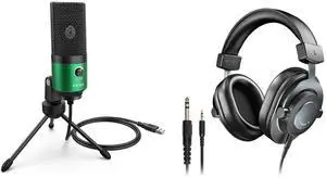 VoltSync Recording Microphone and Over Ear Headphones, USB Gaming Microphone for PC Desktop, PS4 and Mac, Studio Monitor Headphones for Streaming, Podcasting,Twitch, Discord (K669G+H8) VoltSync Recording Microphone and Over Ear Headphones, USB Gaming Microphone for PC Desktop, PS4 and Mac, Studio Monitor Headphones for Streaming, Podcasting,Twitch, Discord (K669G+H8)