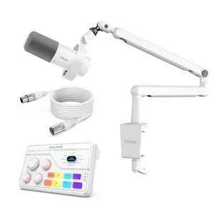 All-in-one Audio Kit, XLR Podcast Dynamic Mic with Tap-to-Mute,XLR Cable & Adjustable Low Profile Arm, Audio Mixer Mic with 48V Phantom Power for Gaming Studio-K688W+BM88W+SC8W+L9W All-in-one Audio Kit, XLR Podcast Dynamic Mic with Tap-to-Mute,XLR Cable & Adjustable Low Profile Arm, Audio Mixer Mic with 48V Phantom Power for Gaming Studio-K688W+BM88W+SC8W+L9W